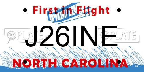 J26INE North Carolina License Plate