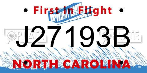 J27193B North Carolina License Plate