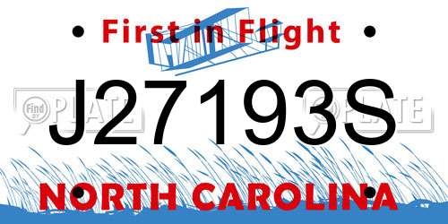 J27193S North Carolina License Plate