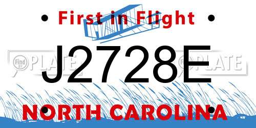 J2728E North Carolina License Plate