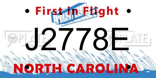 J2778E North Carolina License Plate