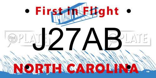 J27AB North Carolina License Plate