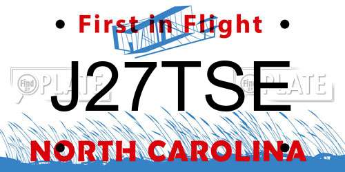 J27TSE North Carolina License Plate