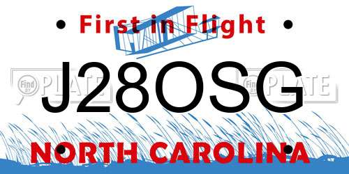 J28OSG North Carolina License Plate