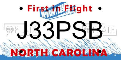 J33PSB North Carolina License Plate