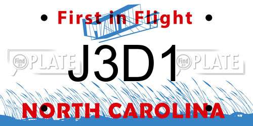 J3D1 North Carolina License Plate