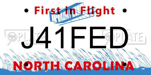 J41FED North Carolina License Plate