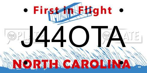 J44OTA North Carolina License Plate