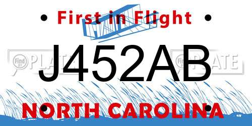 J452AB North Carolina License Plate