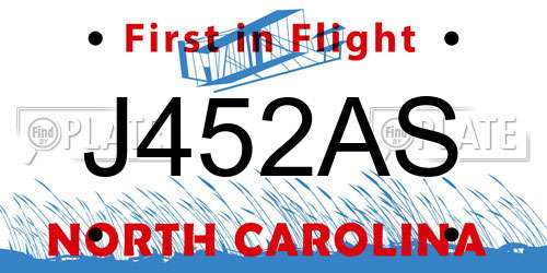 J452AS North Carolina License Plate