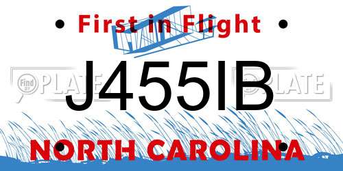 J455IB North Carolina License Plate