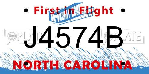 J4574B North Carolina License Plate