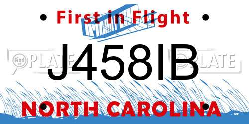 J458IB North Carolina License Plate