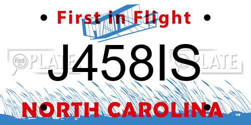 J458IS North Carolina License Plate