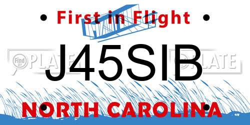 J45SIB North Carolina License Plate