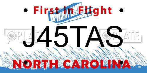 J45TAS North Carolina License Plate