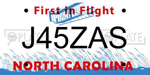 J45ZAS North Carolina License Plate