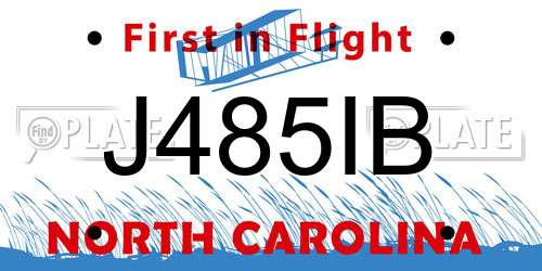 J485IB North Carolina License Plate