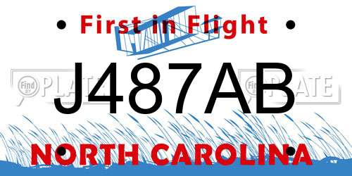 J487AB North Carolina License Plate