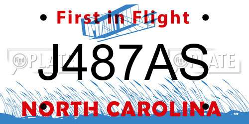 J487AS North Carolina License Plate