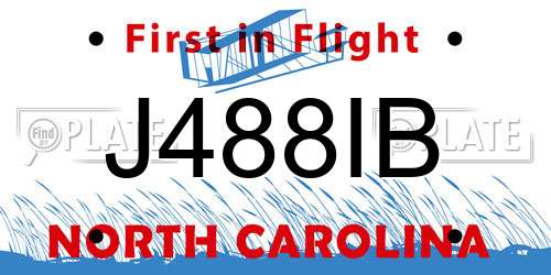 J488IB North Carolina License Plate