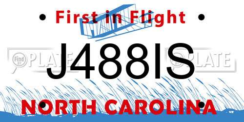 J488IS North Carolina License Plate