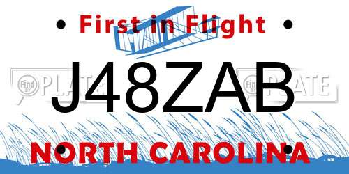 J48ZAB North Carolina License Plate