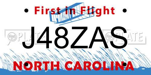 J48ZAS North Carolina License Plate