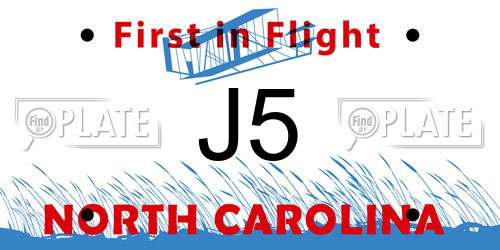 J5 North Carolina License Plate