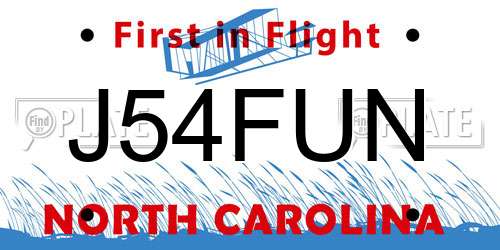 J54FUN North Carolina License Plate
