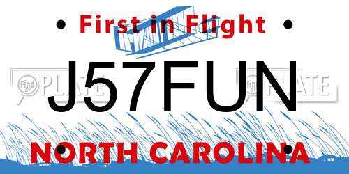J57FUN North Carolina License Plate