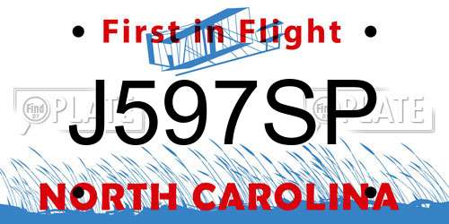 J597SP North Carolina License Plate