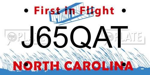 J65QAT North Carolina License Plate