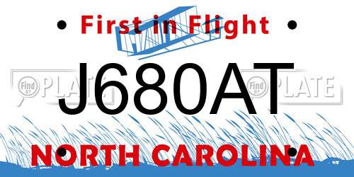 J680AT North Carolina License Plate