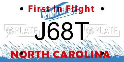 J68T North Carolina License Plate