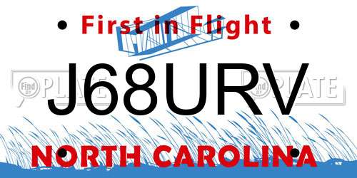 J68URV North Carolina License Plate