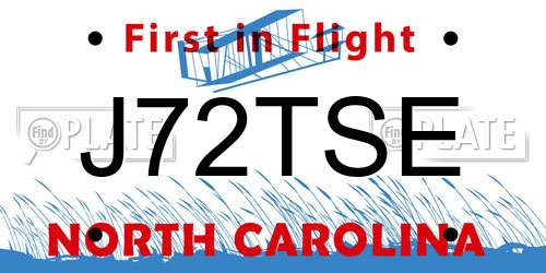 J72TSE North Carolina License Plate