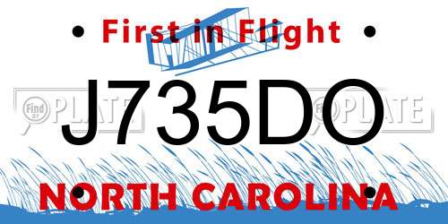 J735DO North Carolina License Plate