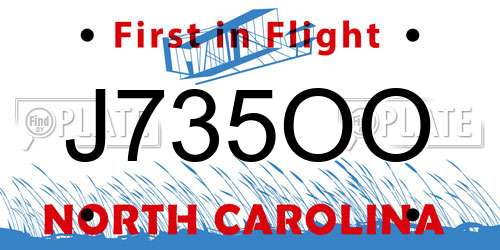 J735OO North Carolina License Plate