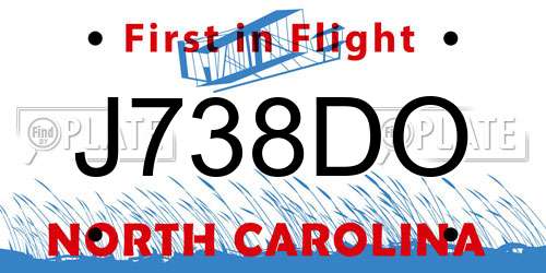J738DO North Carolina License Plate