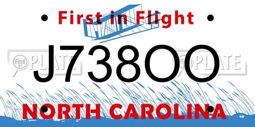 J738OO North Carolina License Plate