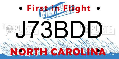 J73BDD North Carolina License Plate