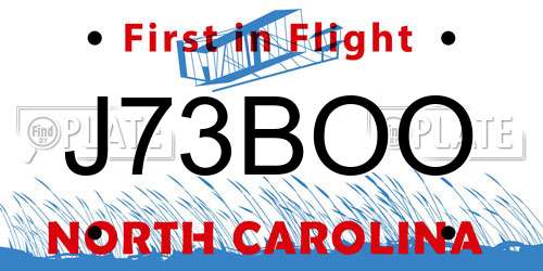 J73BOO North Carolina License Plate