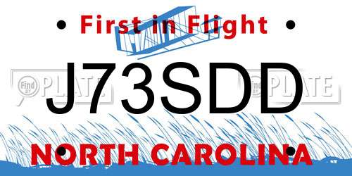 J73SDD North Carolina License Plate