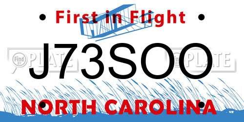 J73SOO North Carolina License Plate