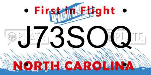 J73SOQ North Carolina License Plate