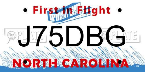 J75DBG North Carolina License Plate