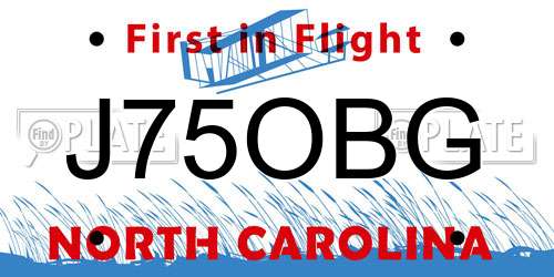 J75OBG North Carolina License Plate