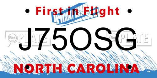 J75OSG North Carolina License Plate