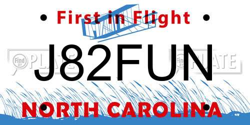 J82FUN North Carolina License Plate